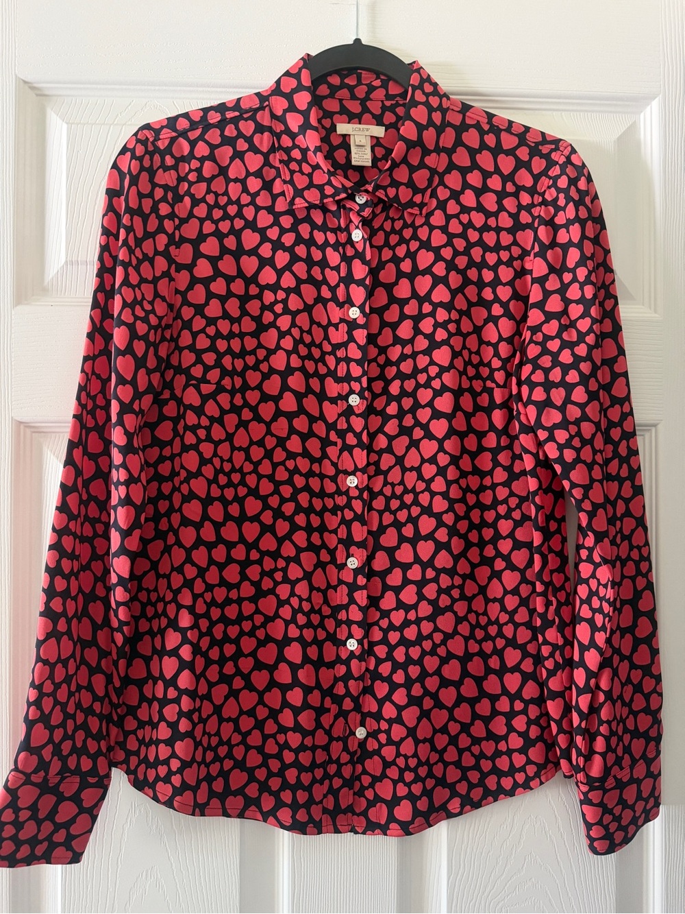 J. Crew Heart Print Silk Blouse